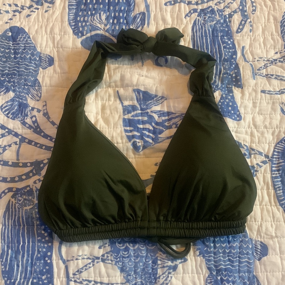 Becca by Rebecca Virtue Olive Green Code High Neck Bikini Top Size D new no tag - Picture 4 of 9